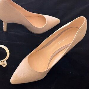 Nine West Suede Pumps-Beige with Detachable Shoe Straps
